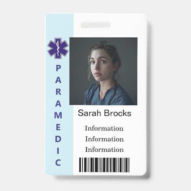 Tarjeta De Identificación Paramedic (Parte frontal)
