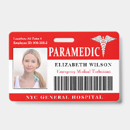 Tarjeta De Identificación Paramédico| Identificación fotográfica de empleado