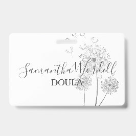 Tarjeta De Identificación Partera Doula de Nacimiento Ilustrada Flores
