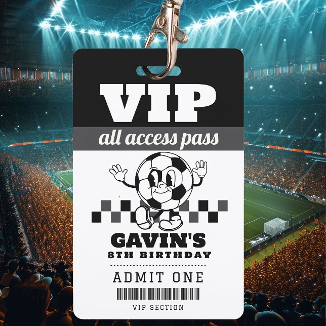 Tarjeta De Identificación Partido de Cumpleaños del Fútbol Retro Personaliza (Subido por el creador)