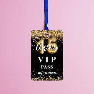 Tarjeta De Identificación Pasado de fiesta de vip de oro negro de Quinceaner