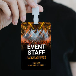 Tarjeta De Identificación Pase Backstage de Evento de Música Personal de Eve