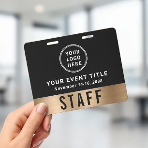Tarjeta De Identificación Pase de Acceso a Evento de Lujo Logo Negro Oro