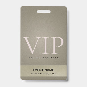 TARJETA DE IDENTIFICACIÓN PASE DE ACCESO A EVENTO VIP DE PLATA ELEGANTE ORO 