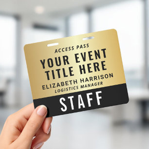 Tarjeta De Identificación Pase de Acceso a Evento VIP Personal de Crew ID Ne