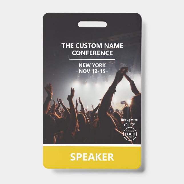 Tarjeta De Identificación Pase de Acceso Amarillo Código QR Conferencia Alta (Parte frontal)