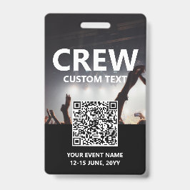 Tarjeta De Identificación Pase de Acceso para Tripulación de Evento Personal
