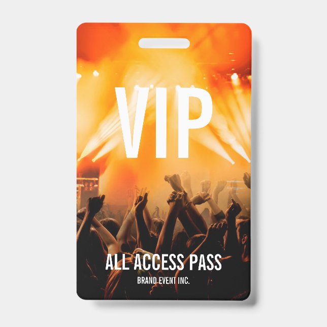 Tarjeta De Identificación Pase de Acceso Total a Evento de Concierto VIP (Parte frontal)