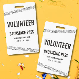 Tarjeta De Identificación Pase de Acceso Total de Concierto Voluntario Blanc