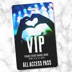 Tarjeta De Identificación Pase de Acceso Total Evento VIP