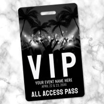Pase de Acceso Total Evento VIP Blanco Negro