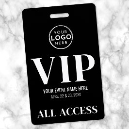 Tarjeta De Identificación Pase de Acceso Total Evento VIP Logo Negro