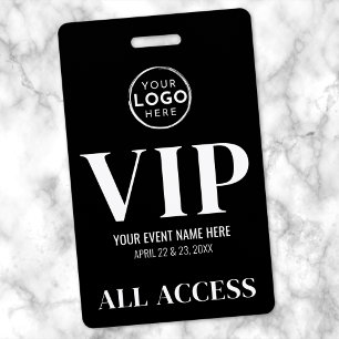 Tarjeta De Identificación Pase de Acceso Total Evento VIP Logo Negro