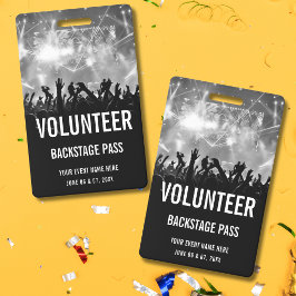 Tarjeta De Identificación Pase de acceso total para voluntario de concierto