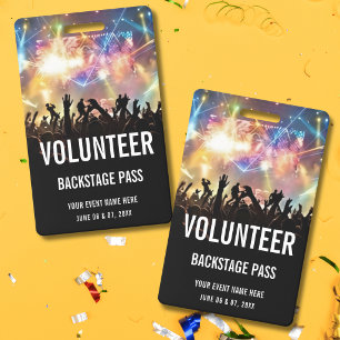 Tarjeta De Identificación Pase de acceso total para voluntario de concierto