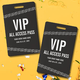 Tarjeta De Identificación Pase de Acceso Total VIP Boleto de Concierto Blanc