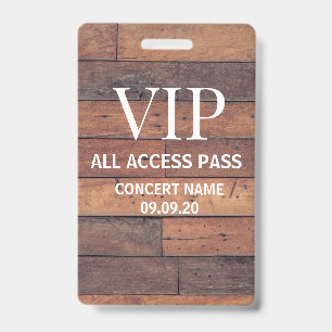 Tarjeta De Identificación Pase de acceso total VIP con nombre personalizado