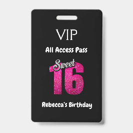 Tarjeta De Identificación Pase de Acceso Total VIP Cumpleaños Dulces 16
