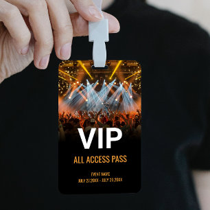 Tarjeta De Identificación Pase de Acceso Total VIP del Festival de Música ID