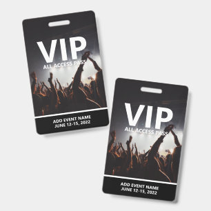 Tarjeta De Identificación Pase de Acceso Total VIP Evento de Concierto Perso