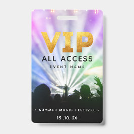 Tarjeta De Identificación Pase de Acceso Total VIP Festival de Conciertos