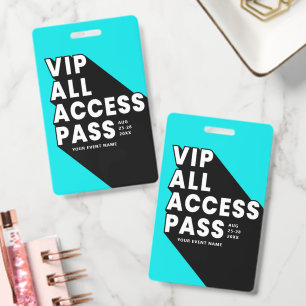 Tarjeta De Identificación Pase de Acceso Total VIP Insignia de Festival de M