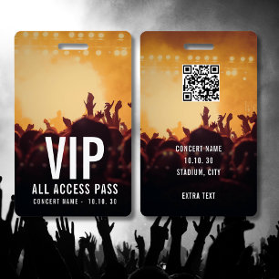 Tarjeta De Identificación Pase de Acceso Total VIP Nombre Personalizado Conc