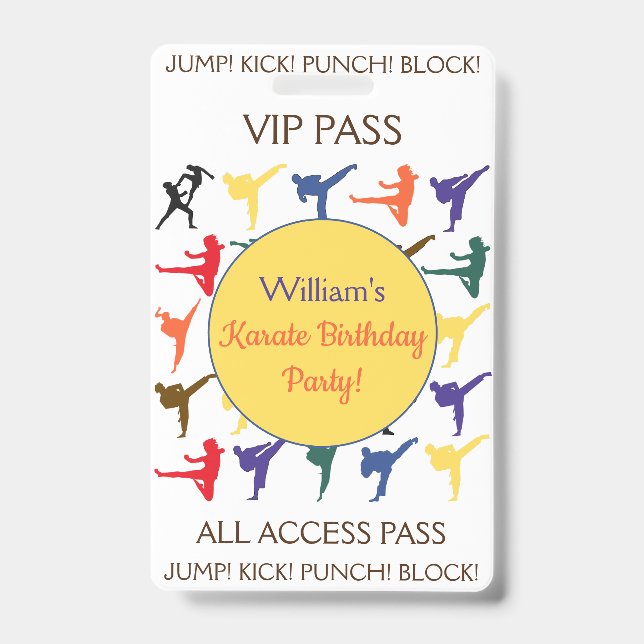 Tarjeta De Identificación Pase de acceso total VIP para fiesta de cumpleaños (Parte frontal)