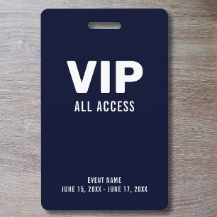 Tarjeta De Identificación Pase de Acceso Total VIP Simple ID de Evento