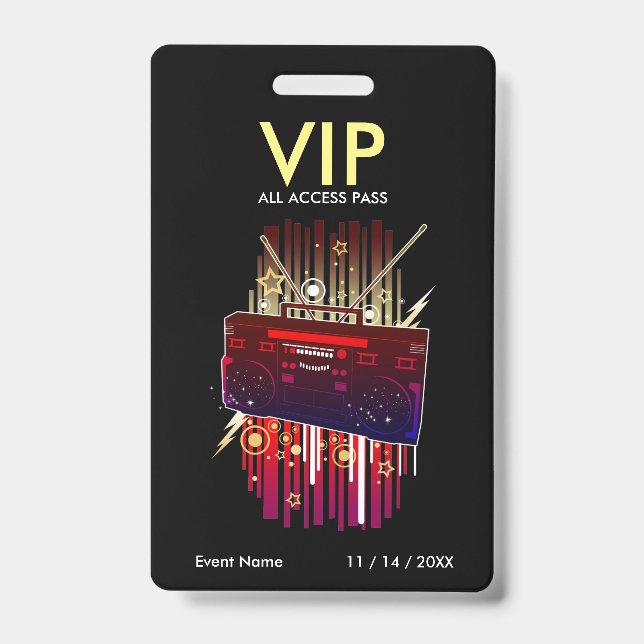 Tarjeta De Identificación Pase de Acceso VIP Boombox Blast (Parte frontal)