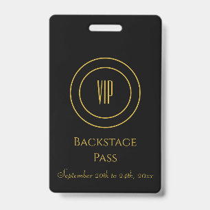 Tarjeta De Identificación Pase de acceso VIP con estilo negro y dorado