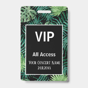 Tarjeta De Identificación Pase de Acceso VIP Hojas de Palma Tropical Acuarel