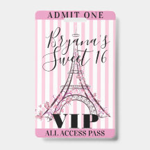 Pase de acceso VIP para fiesta de cumpleaños 16 de