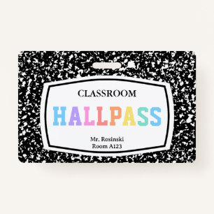 Tarjeta De Identificación pase de aula del salón de clases del libro de comp