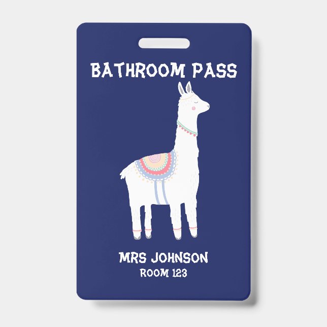 Tarjeta De Identificación Pase de baño Blue Llama (Parte frontal)