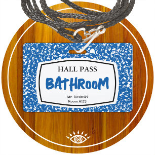 Tarjeta De Identificación pase de baño de libro de composición para educador