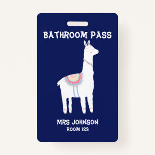 Tarjeta De Identificación Pase de baño de Llama Azul