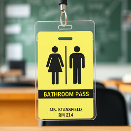 Tarjeta De Identificación Pase de baño en aula de la escuela de profesores