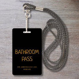 Tarjeta De Identificación Pase de Baño y Hall de Regreso a Clases con Letra 
