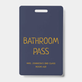 Tarjeta De Identificación Pase de Baño y Pasillo de Regreso a Clases con Fon