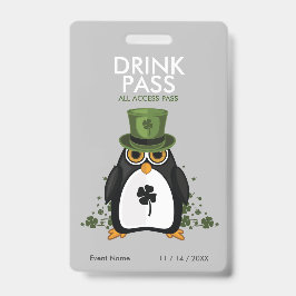 Tarjeta De Identificación Pase de bebida del día de San Patricio