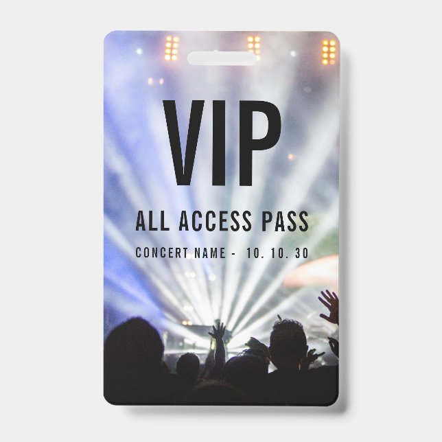 Tarjeta De Identificación Pase de código QR de acceso total VIP Concierto (Parte frontal)