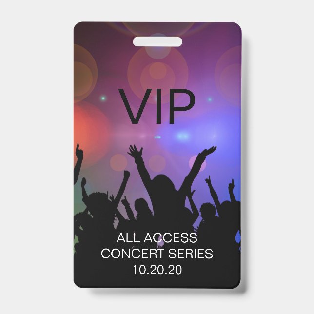 Tarjeta De Identificación Pase de Concierto de Acceso Total VIP Personalizad (Parte frontal)