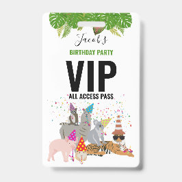 Tarjeta De Identificación Pase de Cumpleaños Personalizado Safari Jungle Zoo