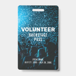 Tarjeta De Identificación Pase de Evento Fotográfico Backstage Voluntario de