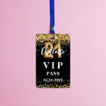 Tarjeta De Identificación pase de fiesta de vip de oro negro de 21 años<br><div class="desc">Una moderna,  elegante y glamorosa insignia VIP para un fiesta de 21 años. Un fondo negro decorado con un falso confeti dorado. Con el texto: VIP. Personalice y agregue los detalles de nombre y fiesta.</div>