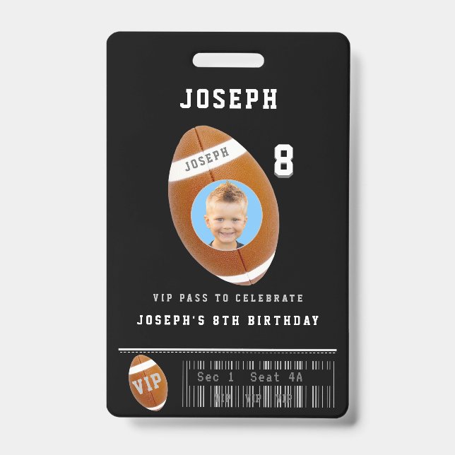 Tarjeta De Identificación Pase de Fútbol VIP con Foto Personalizada Cumpleañ (Parte frontal)