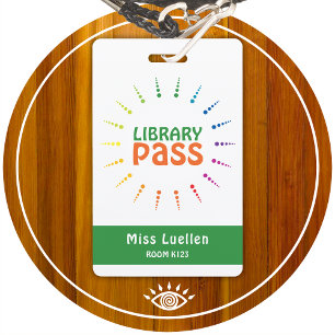 Tarjeta De Identificación Pase de Hall de Biblioteca de Aula Personalizada