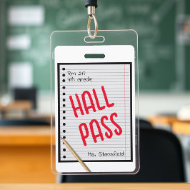 Tarjeta De Identificación Pase de Hall de Estudiante de Maestro Papel Salón 