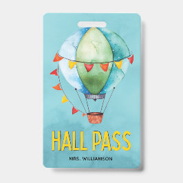 Tarjeta De Identificación Pase de Hall Profesor Escuela Colorido Aula